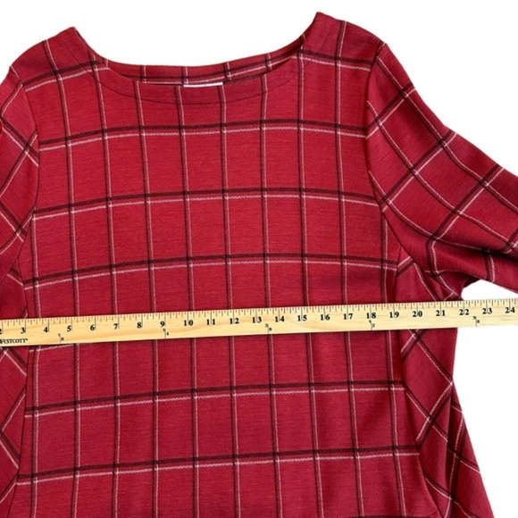 J. Jill Women's XL Ponte Dress Sepia Burgundy Plaid Pockets :) Stretch Business - Picture 8 of 14